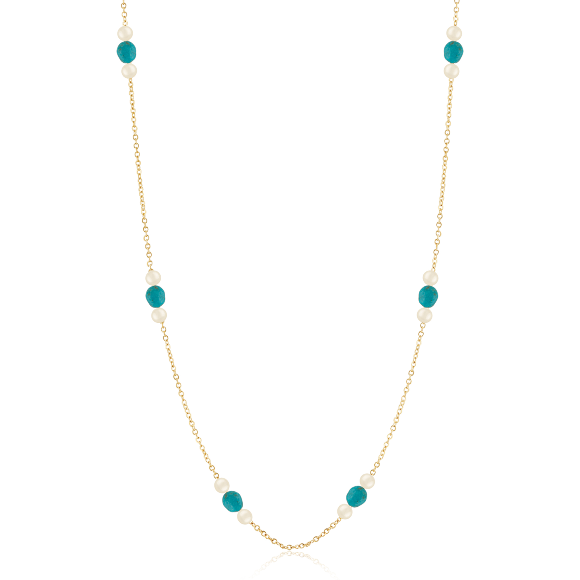 14k Yellow Gold And Freshwater Pearl Beaded Necklace