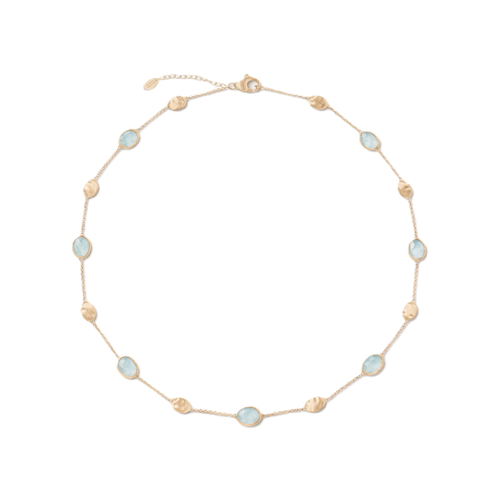 18k Yellow Gold Siviglia Aquamarine Alternating Necklace