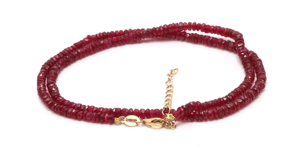 18k Yellow Gold Ruby Bead Necklace