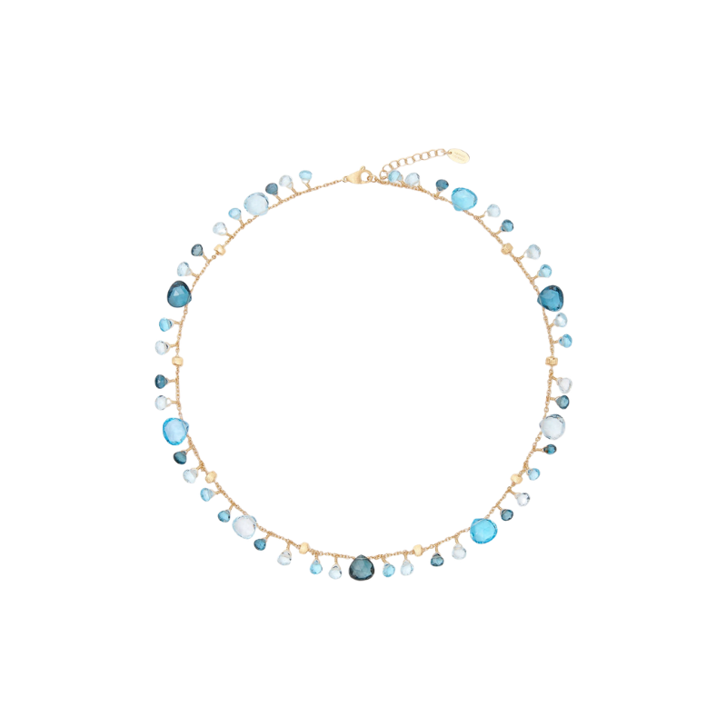 18k Yellow Gold Paradise Blue Topaz Single Strand Necklace