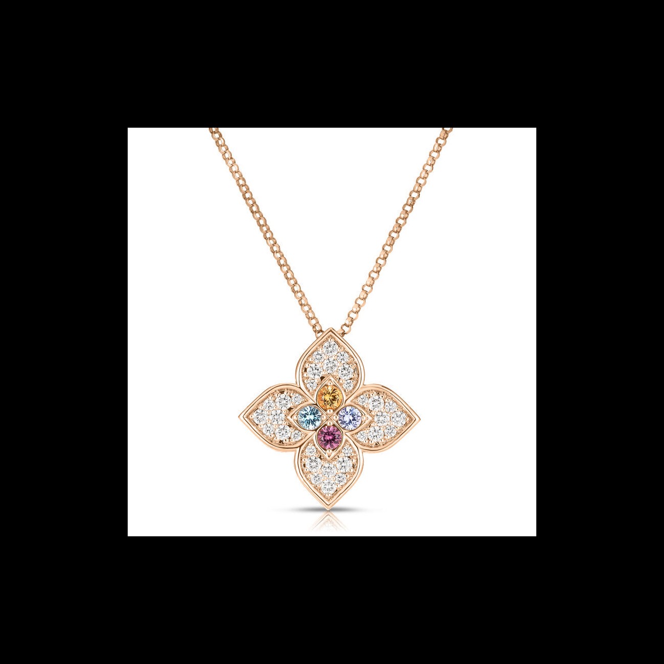 18k Rose Gold Venetian Princess Mixed Gemstone Carnevale Necklace