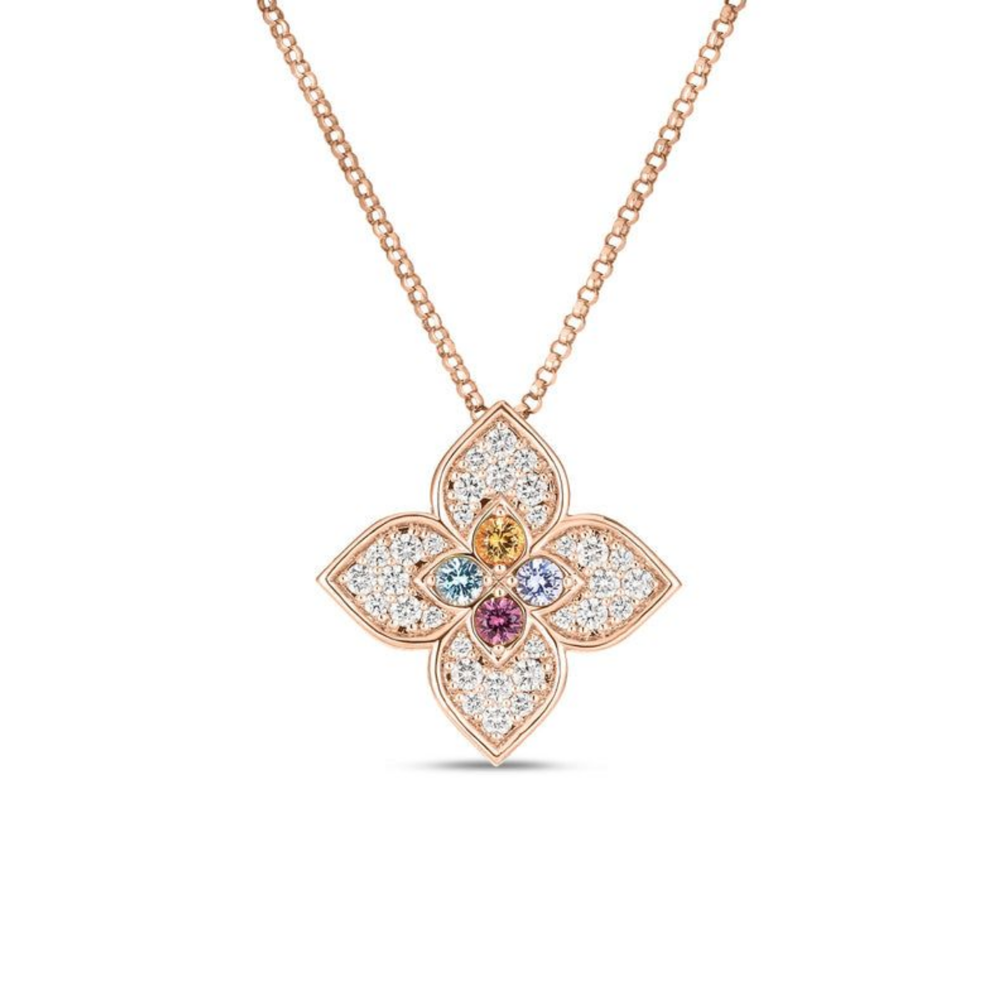 18k Rose Gold Venetian Princess Mixed Gemstone Carnevale Necklace