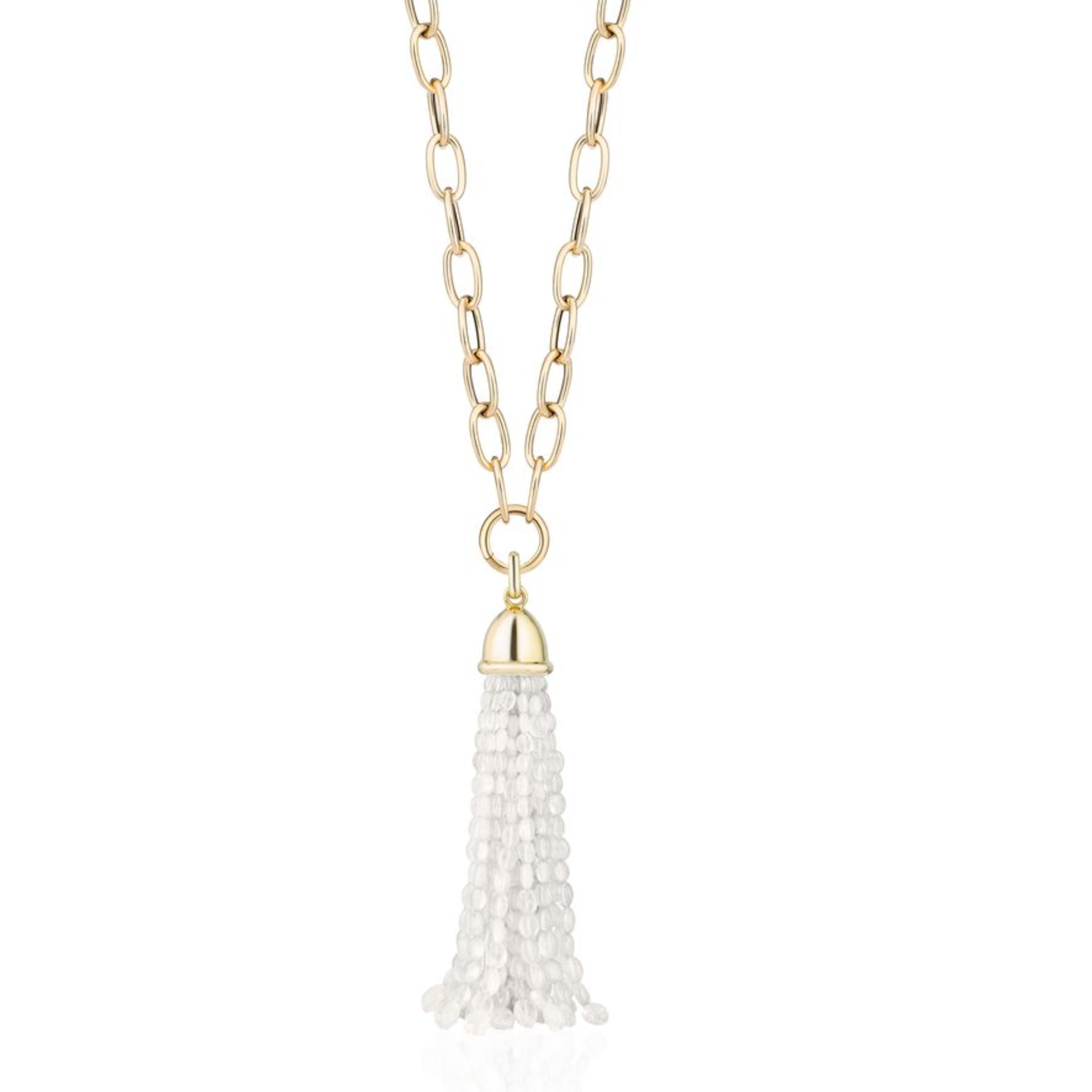18k Yellow Gold Beyond Moon Quartz Tassel Necklace
