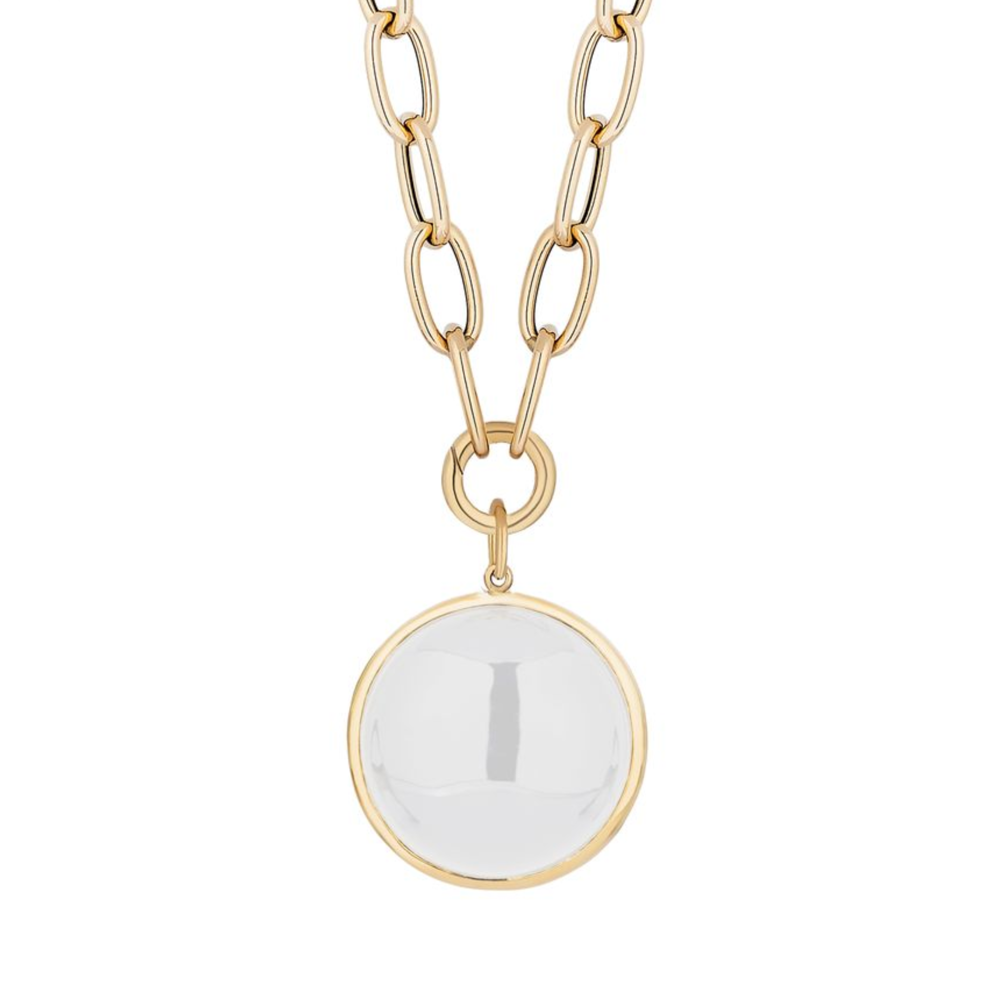 18k Yellow Gold Mischief Moon Quartz Disc Necklace