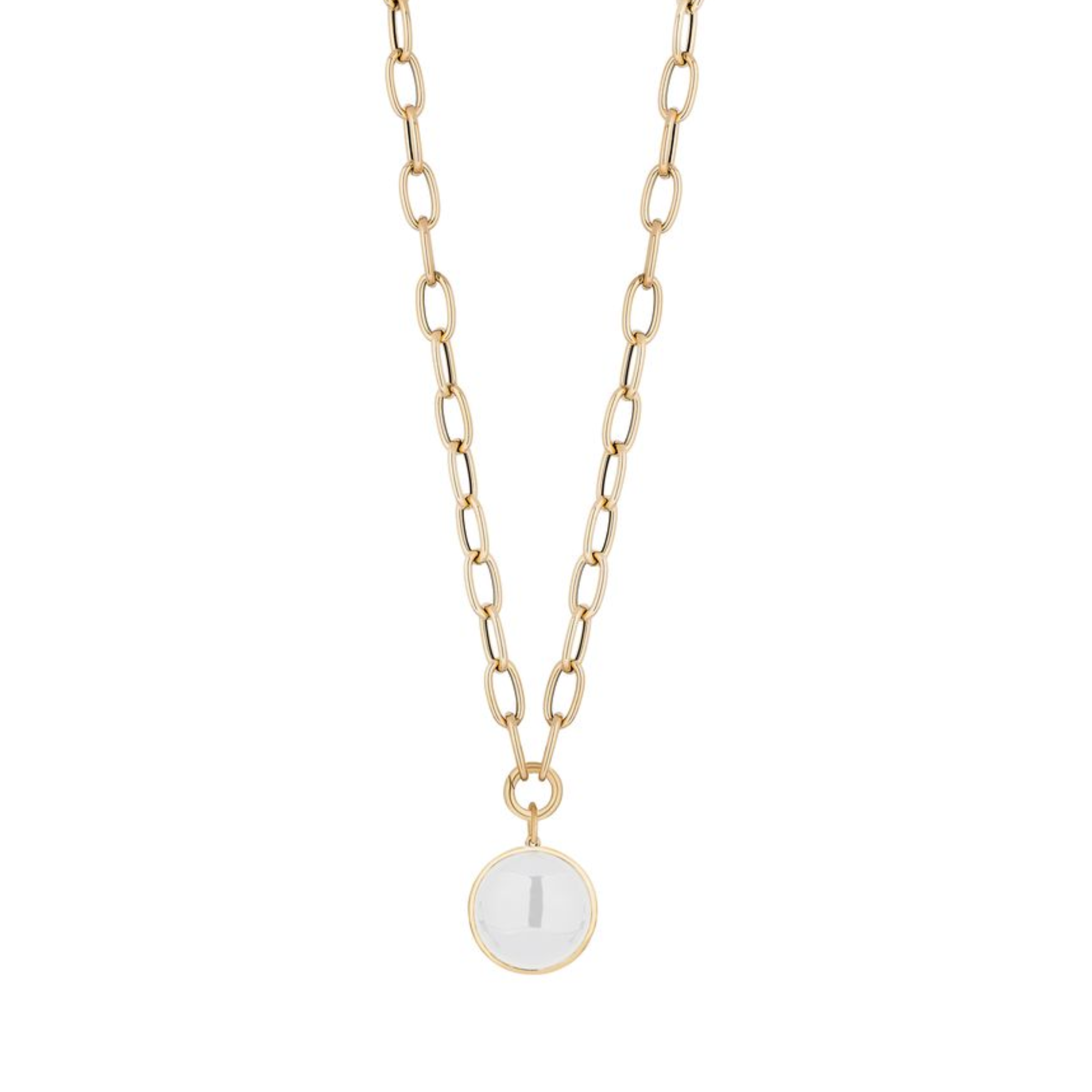 18k Yellow Gold Mischief Moon Quartz Disc Necklace