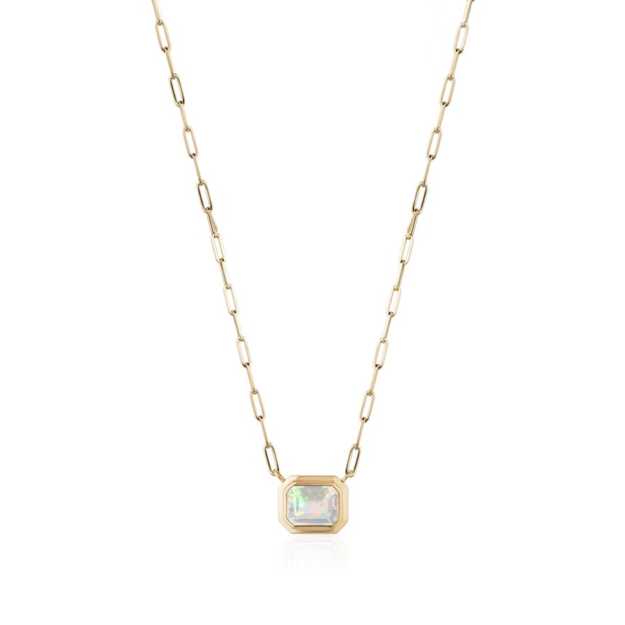 18k Yellow Gold Manhattan Opal Bezel Necklace
