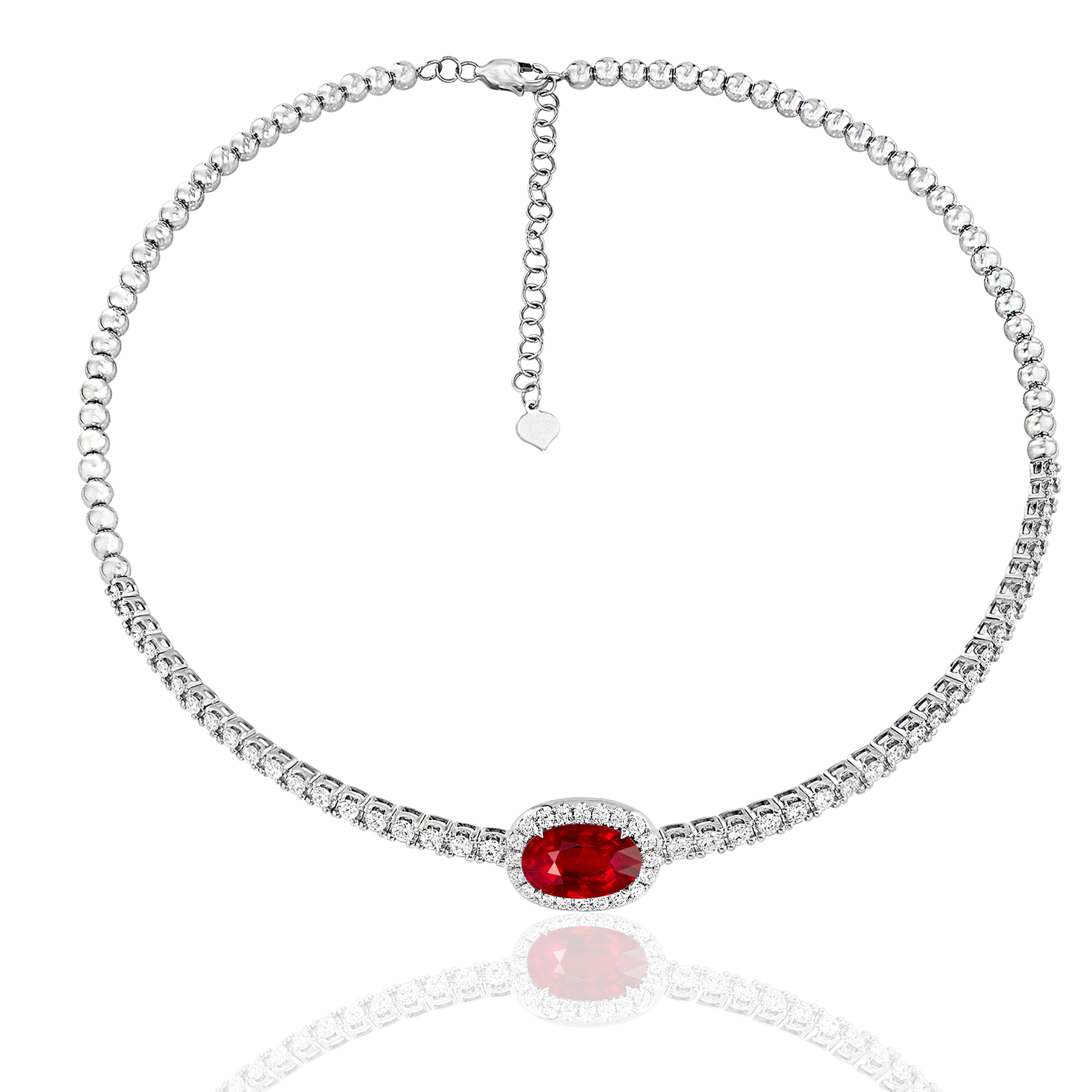 18k White Gold Ruby Diamond Collar Necklace