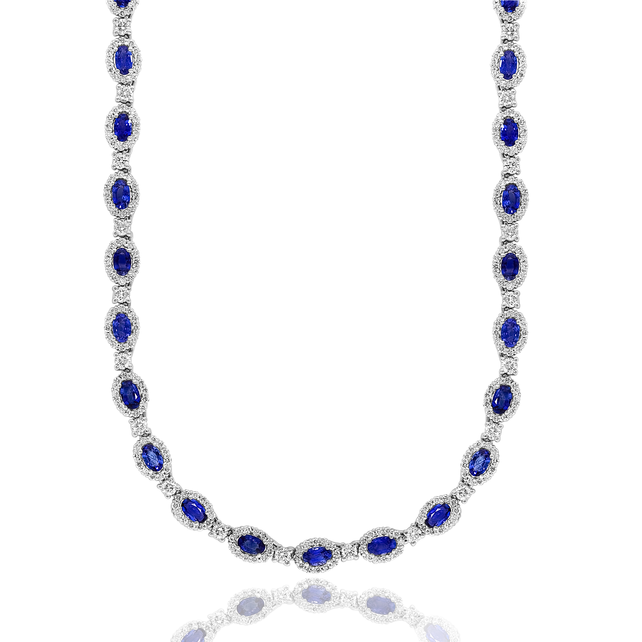 14k White Gold Sapphire Diamond Necklace
