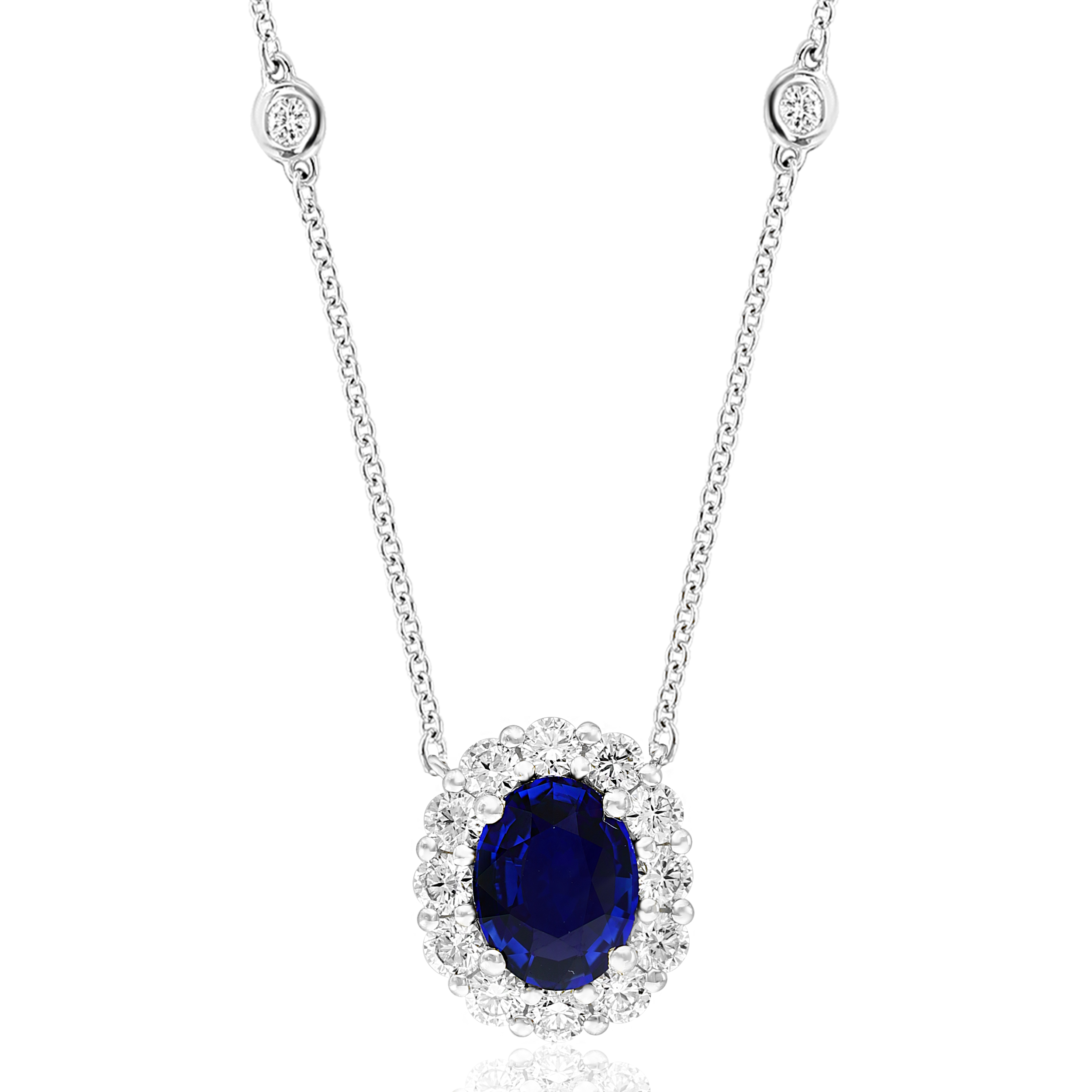 18k White Gold Sapphire Diamond Necklace
