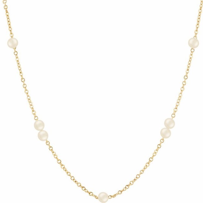 14k Yellow Gold Freshwater Pearl Bead Necklace