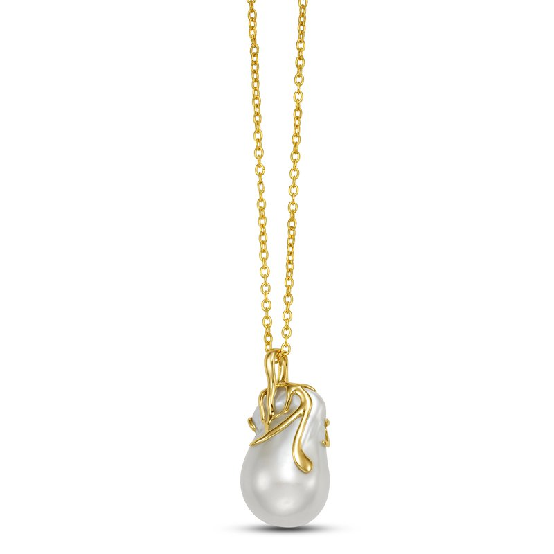 14k Yellow Gold Freshwater Pearl Baroque Pendant Necklace