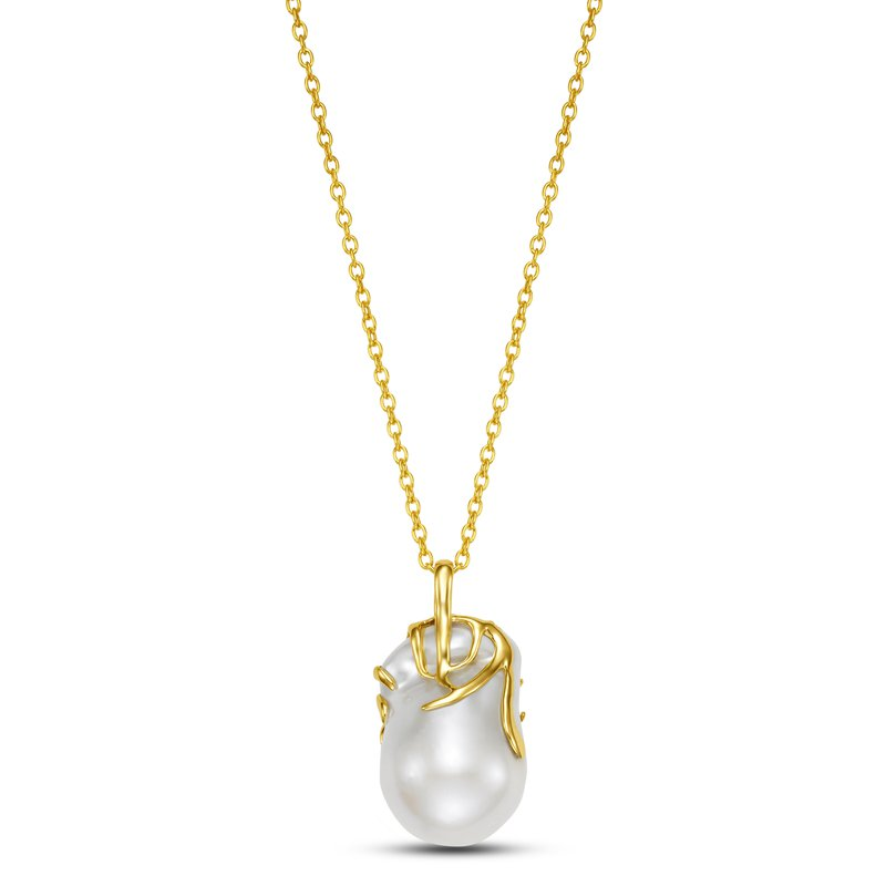 14k Yellow Gold Freshwater Pearl Baroque Pendant Necklace
