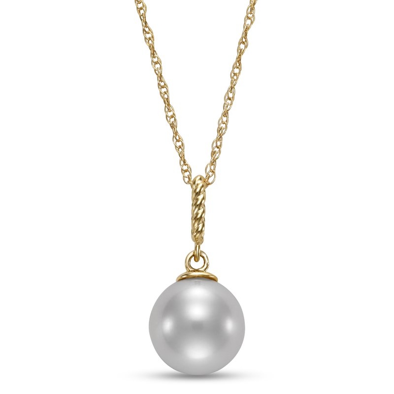 14k Yellow Gold Freshwater Pearl Drop Pendant Necklace