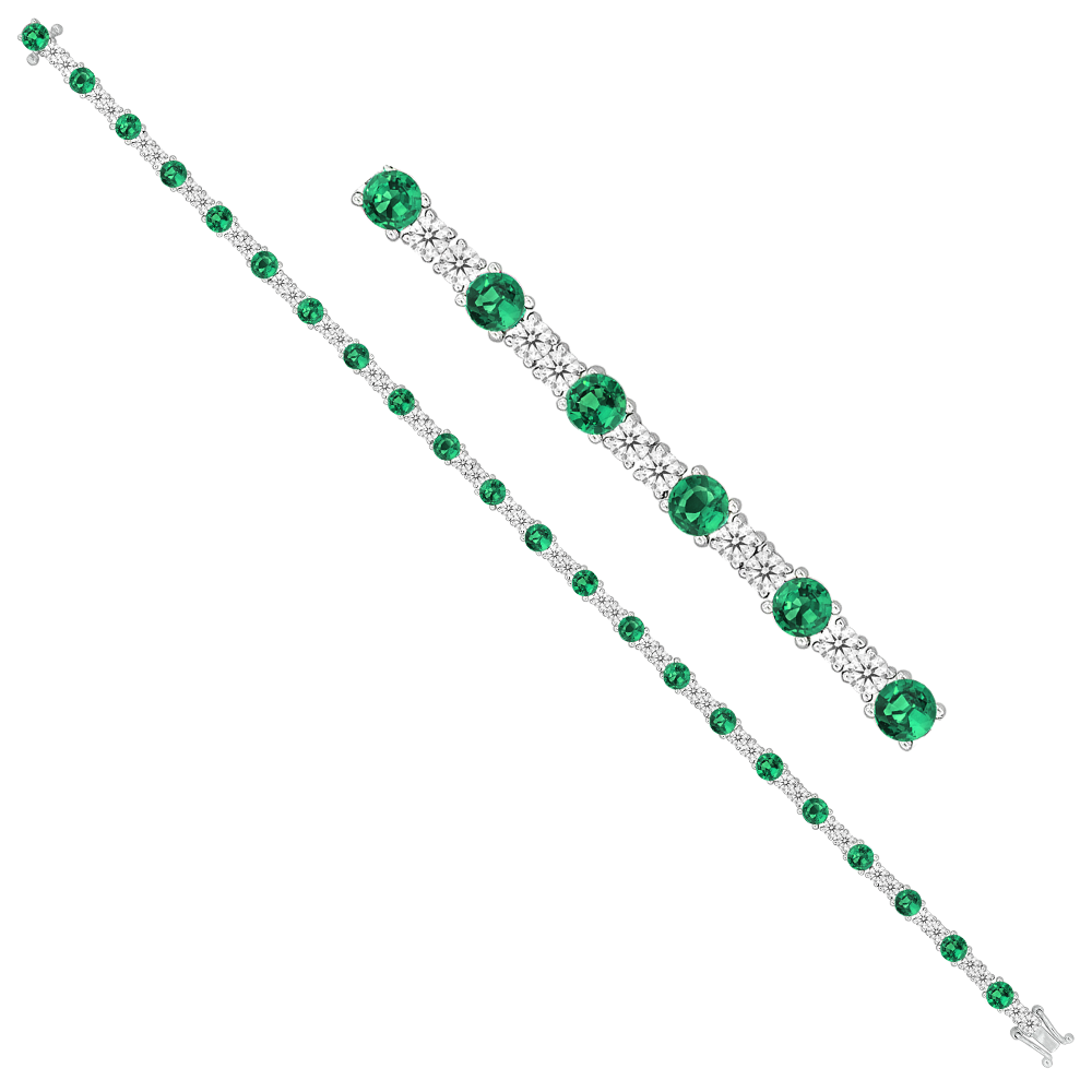 18k White Gold Diamond Emerald Bracelet