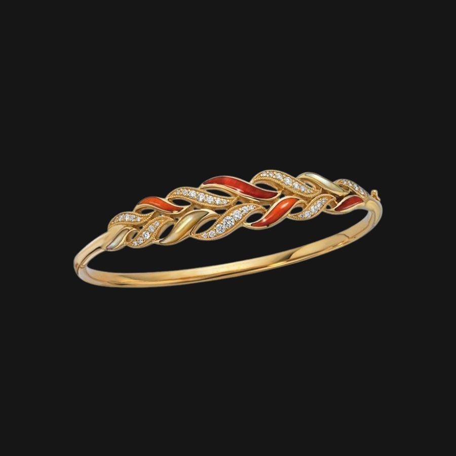 14k Yellow Gold Mother Of Pearl Diamond Other Inlay Bracelet