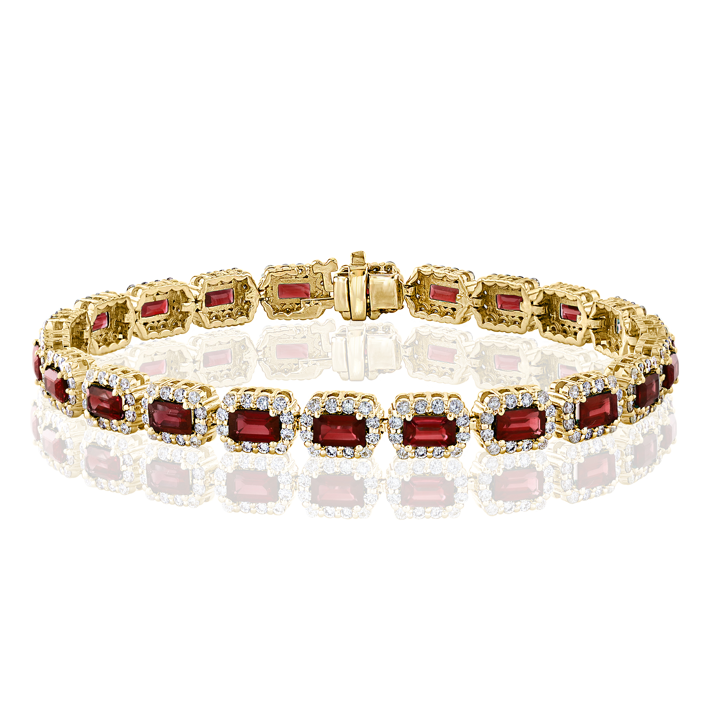 14k Yellow Gold Ruby Diamond Tennis Bracelet