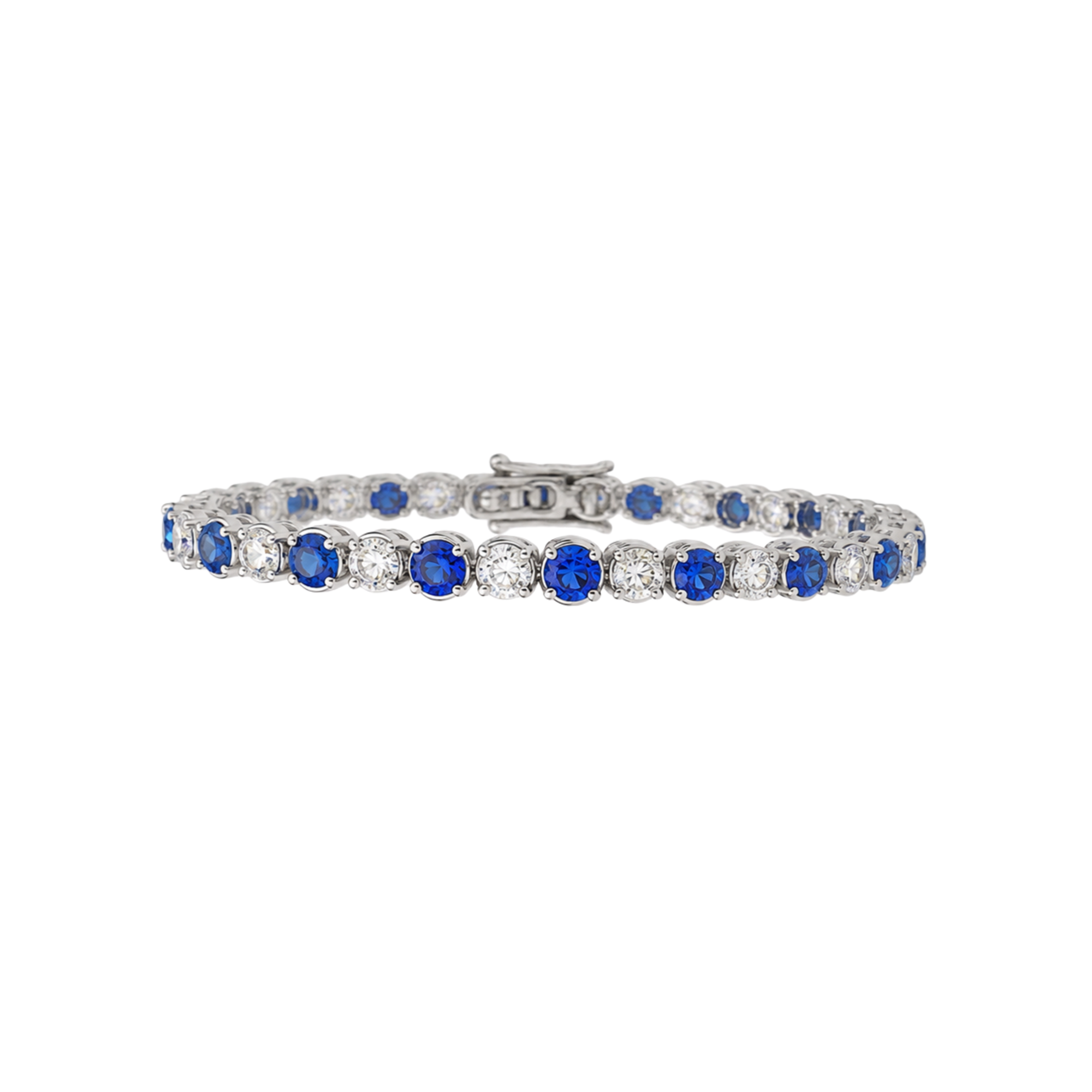Platinum Sapphire Diamond Alternating Bracelet