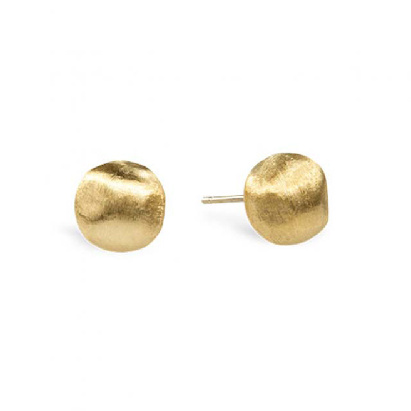 18k Yellow Gold Africa Small Round Stud Earrings