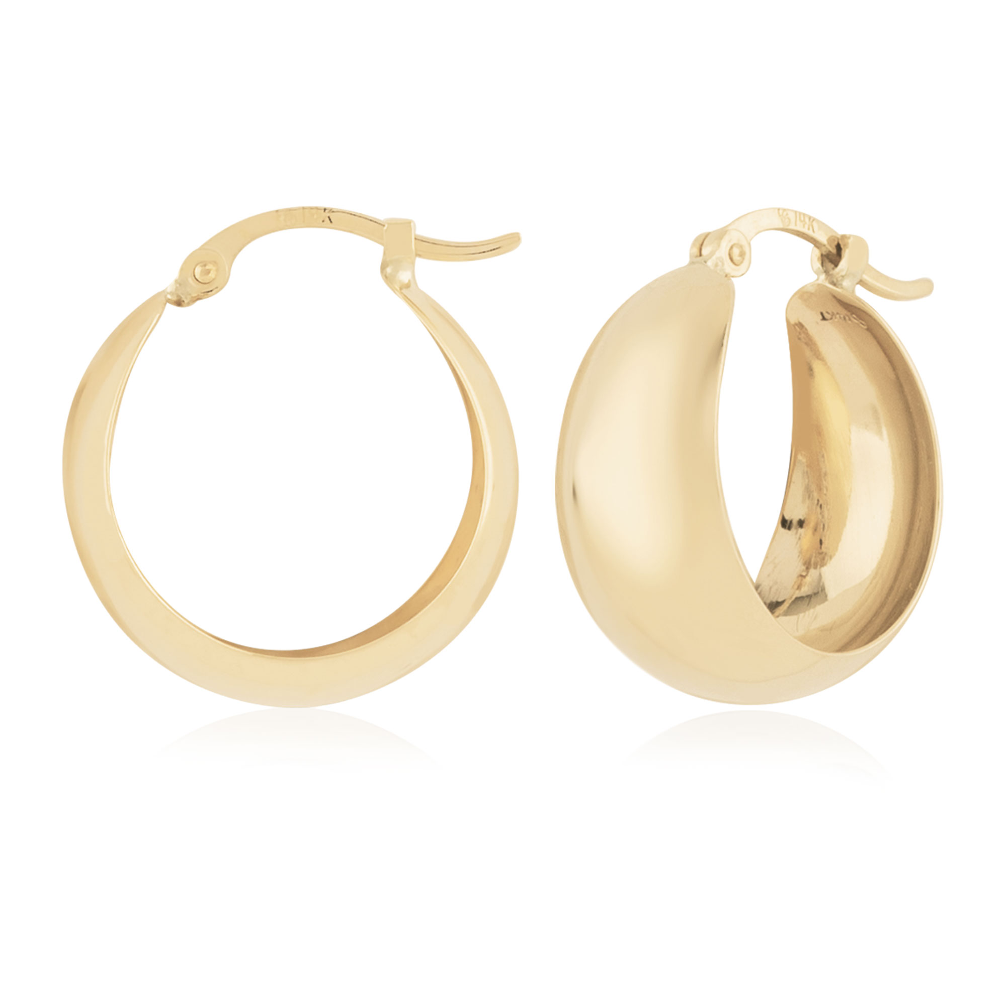 14k Yellow Gold Plain Band Earrings