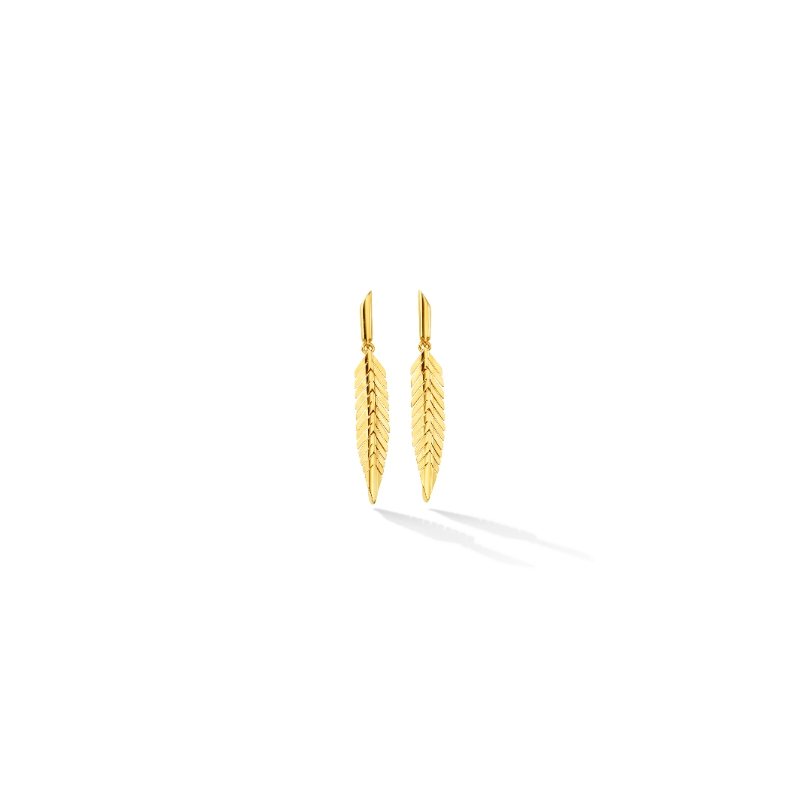 18k Yellow Gold Small Feather Earrings