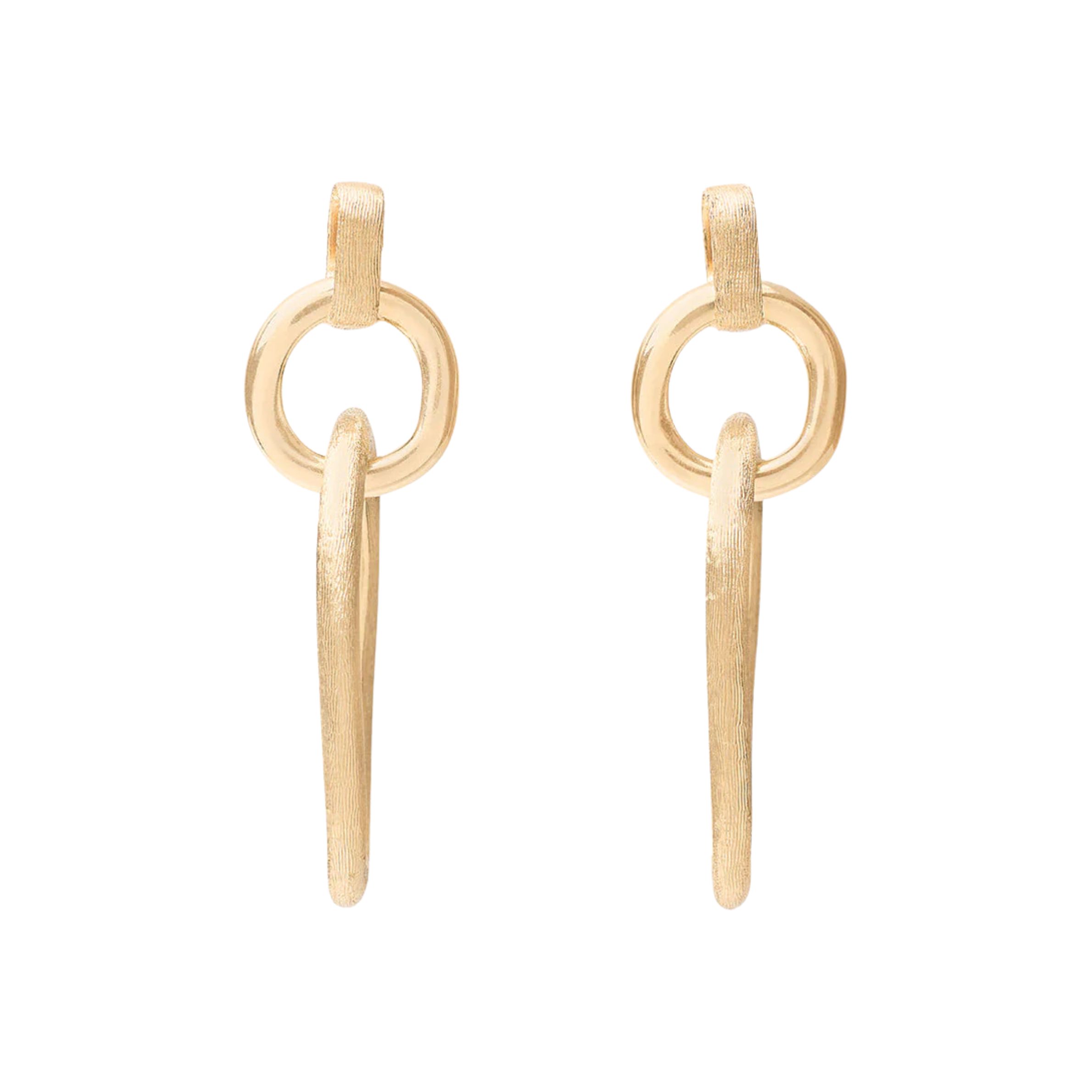 18k Yellow Gold Jaipur Polished And Engraved Link Drop Earrings