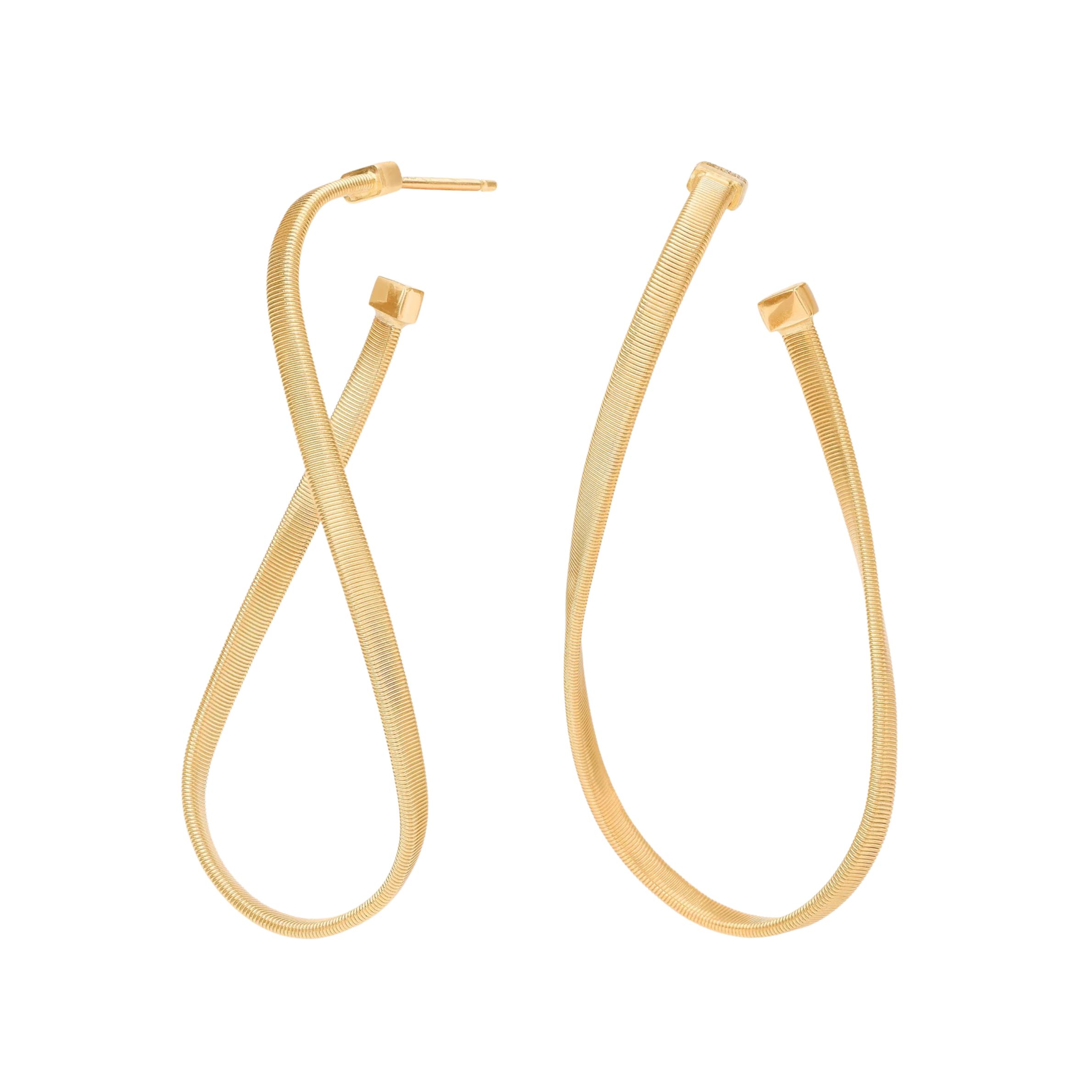 18k Yellow Gold Marrakech Twisted Irregular Medium Hoop Earrings