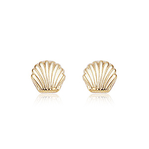14k Yellow Gold Sea Shell Earrings
