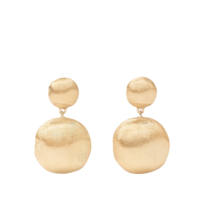 18k Yellow Gold Africa Double Drop Earrings