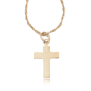14k Yellow Gold Small Cross Pendant Necklace