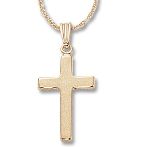 14k Yellow Gold Small Polished Cross Necklace