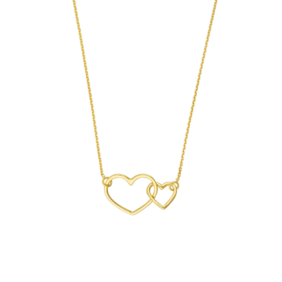 14k Yellow Gold Interlocked Open Heart Necklace