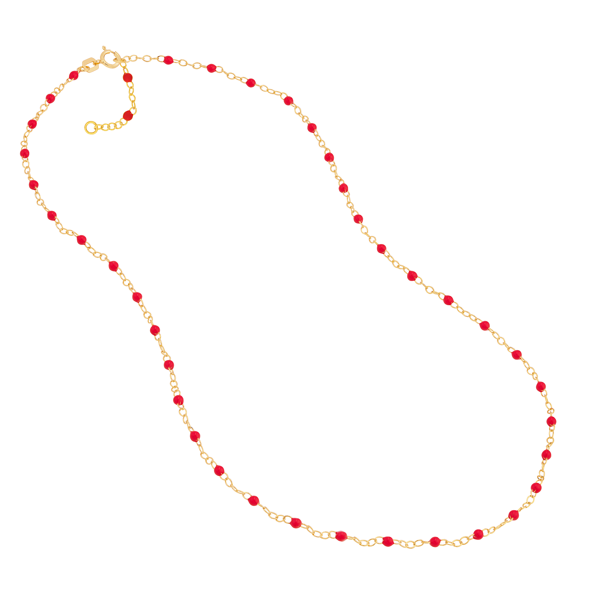 14k Yellow Gold Red Enamel Necklace