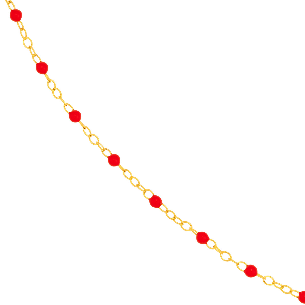 14k Yellow Gold Red Enamel Necklace