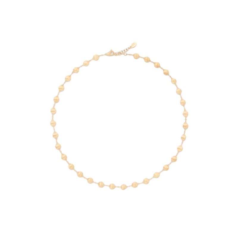 18k Yellow Gold Africa Gold Bead Necklace