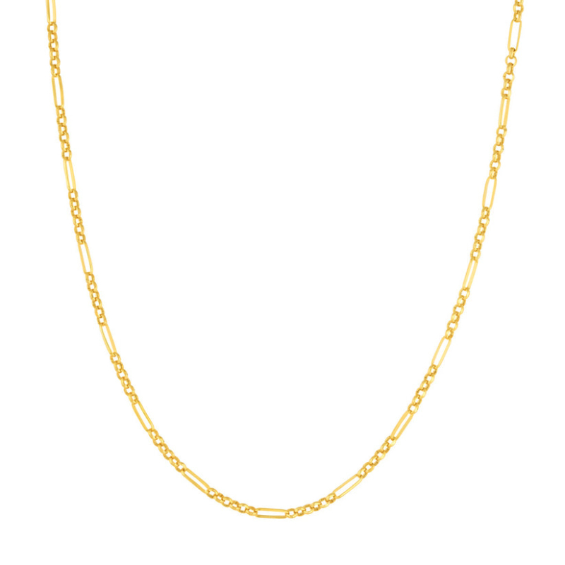 14k Yellow Gold Rolo Figaro Necklace