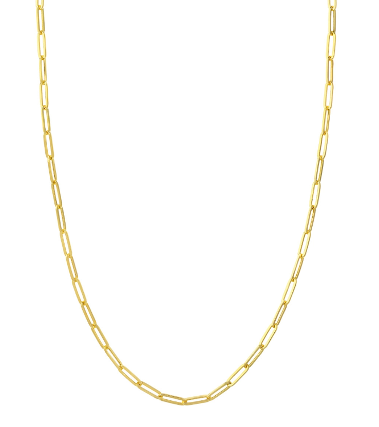 14k Yellow Gold Paperclip Necklace