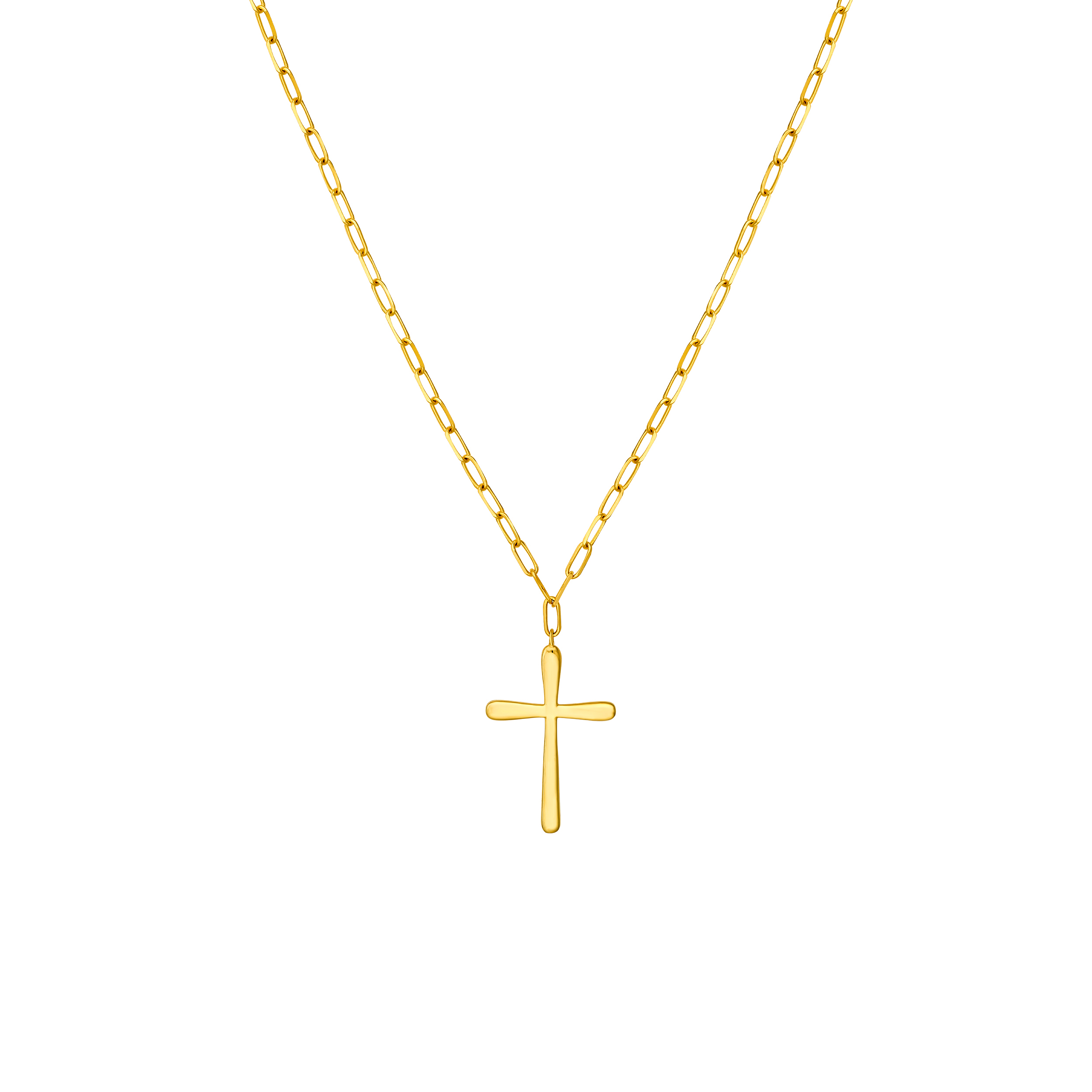 14k Yellow Gold Cross Chain Necklace