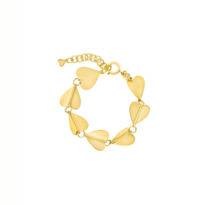 18k Yellow Gold Wide Wings Of Love Chain Bracelet