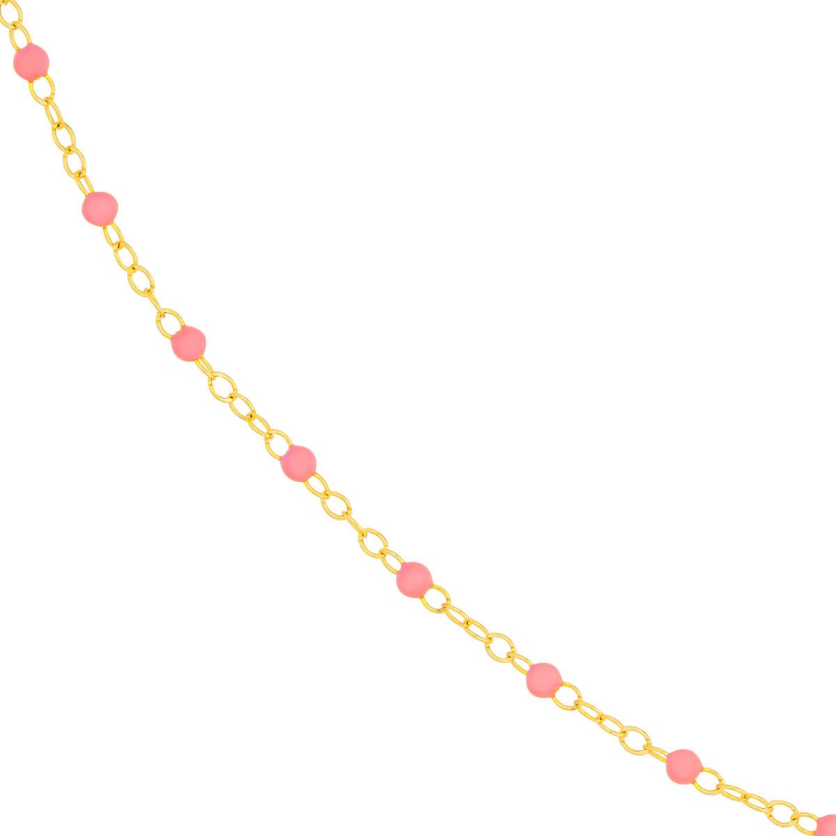 14k Yellow Gold Baby Pink Enamel Bead Chain Bracelet