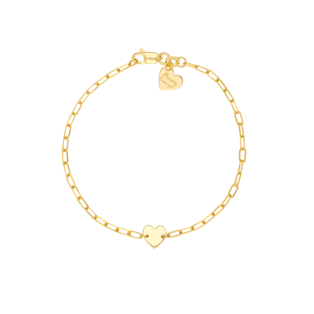 14k Yellow Gold Heart Chain Bracelet