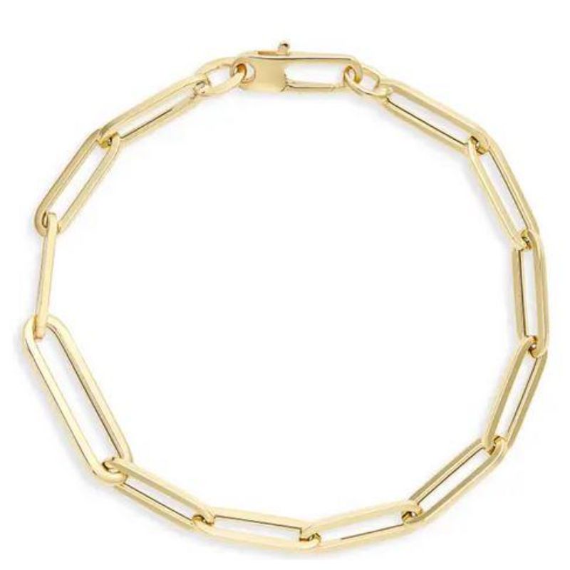 18k Yellow Gold Designer Gold Paperclip Bracelet