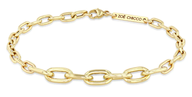 Medium And Xl Square Oval Graduated Link Chain Bracelet 14k Yellow Gold 7
