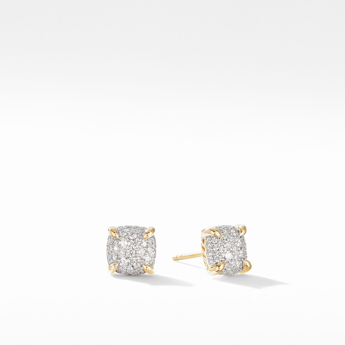 18K Yellow Gold 8Mm Pave Chatelaine Earrings With Diamonds 0.42Ctw