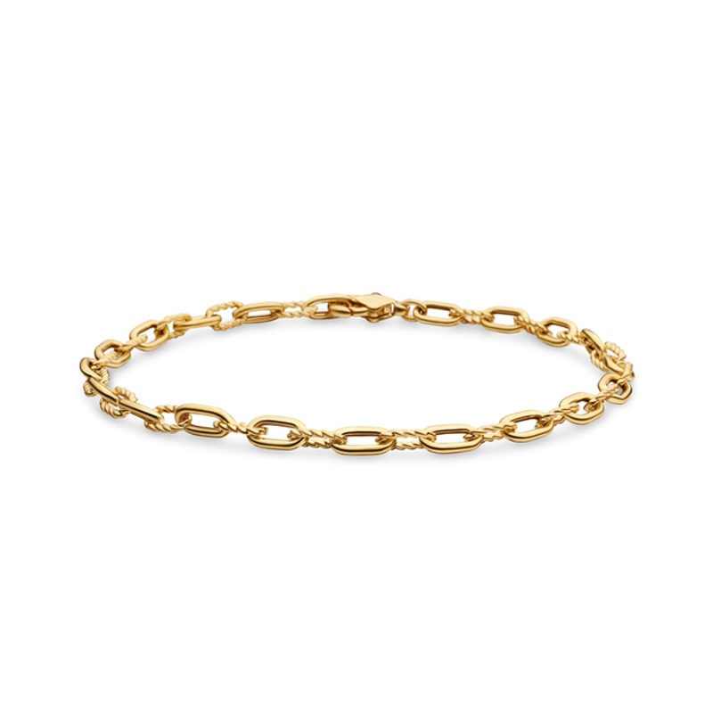 18K Yellow Gold 3Mm Madison Chain Thin Bracelet Size M