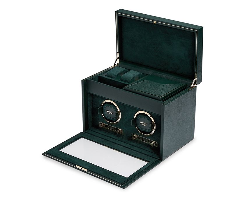 British Racing Collection Double Watch Winder In Green