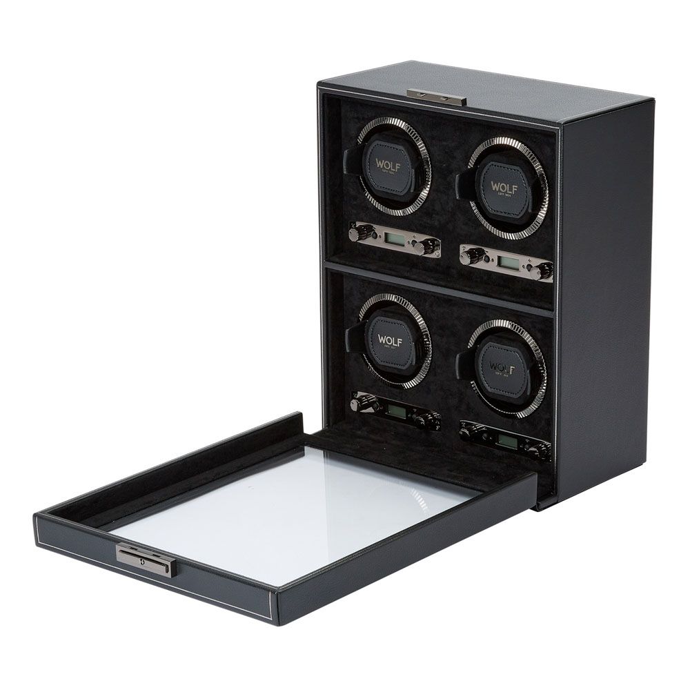 British Collection Four Piece Watch Winder In Black