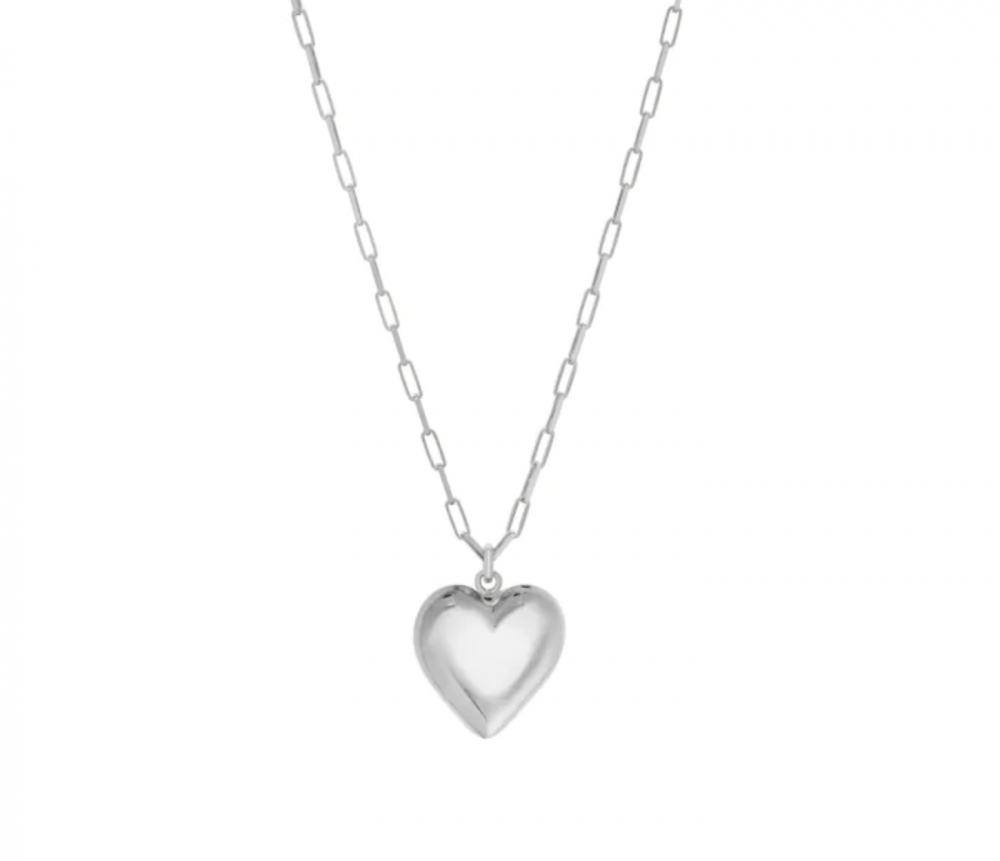 Sterling Silver Puffed Heart Necklace