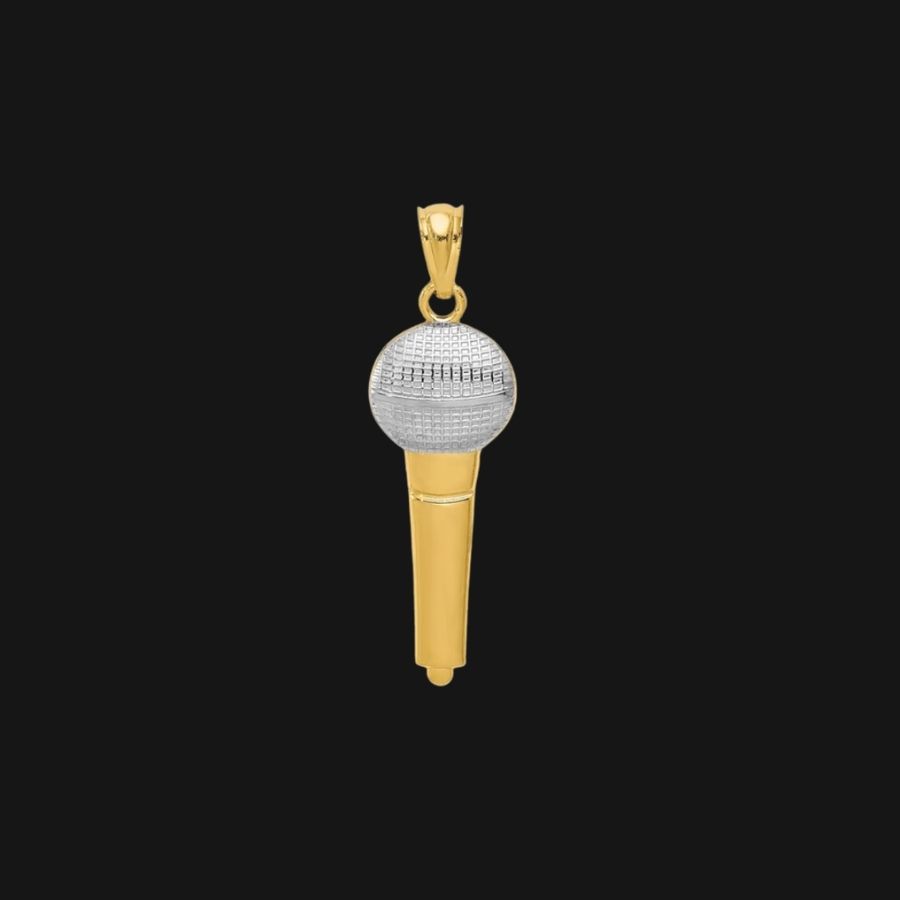 14k Yellow Gold Microphone Charm