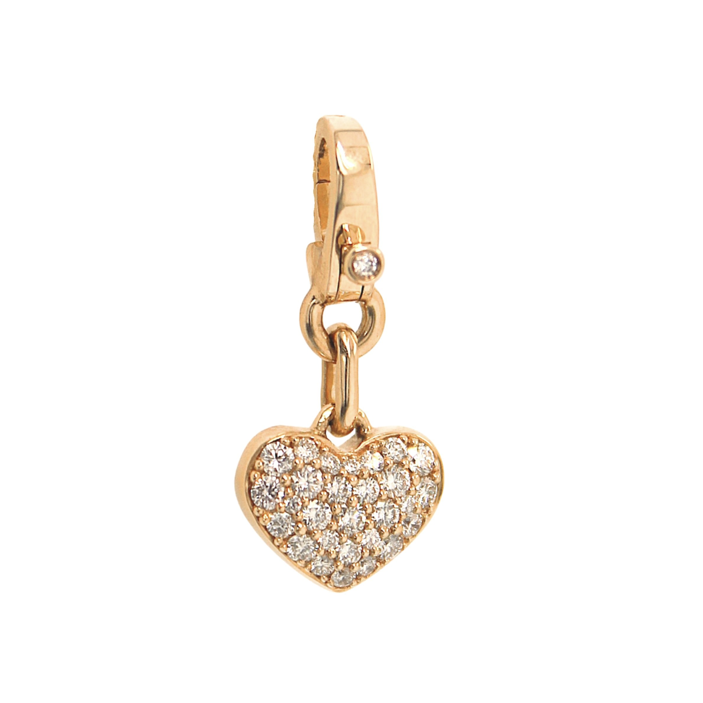 14k Yellow Gold Pave Heart Charm