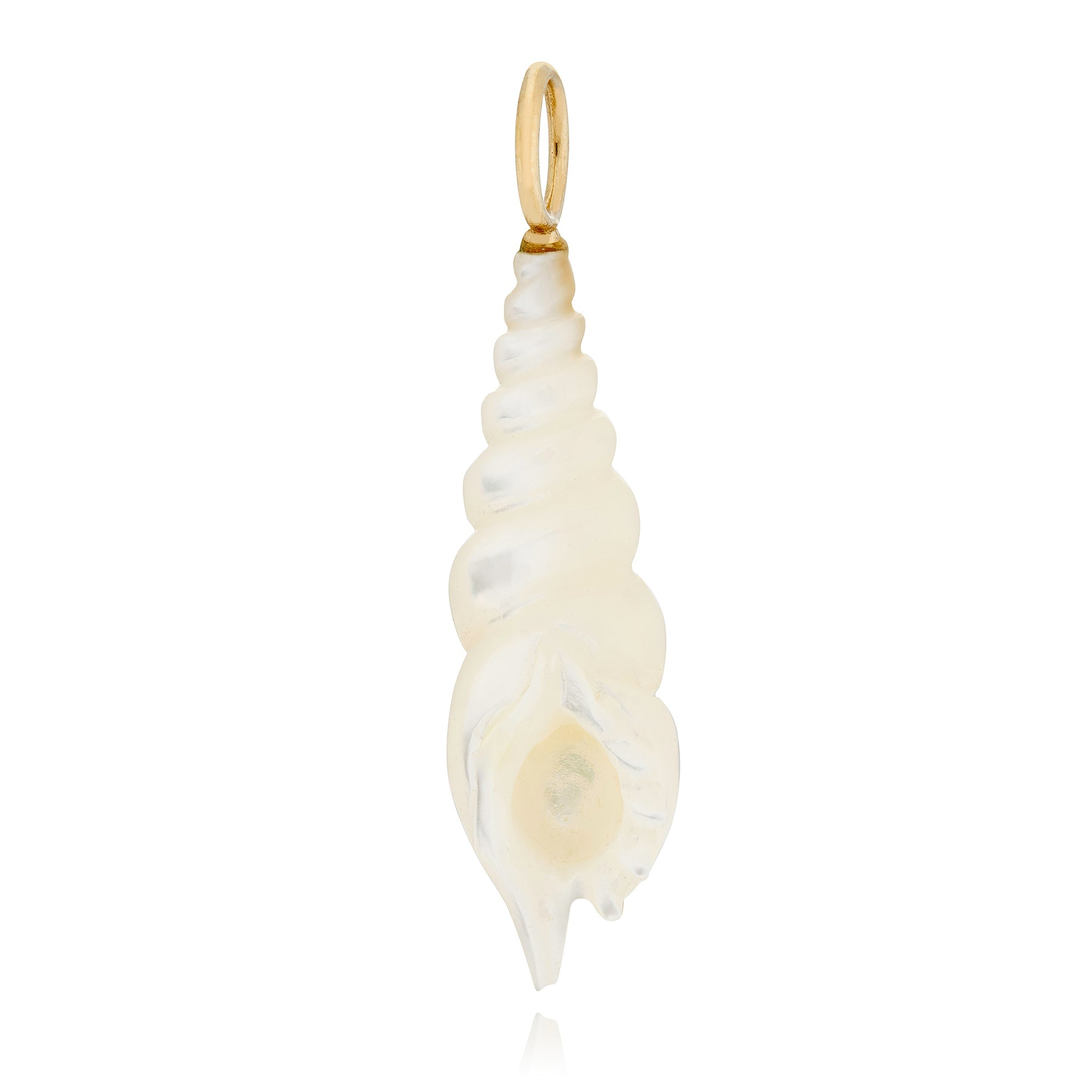 14k Yellow Gold Mother Of Pearl Spiral Shell Charm